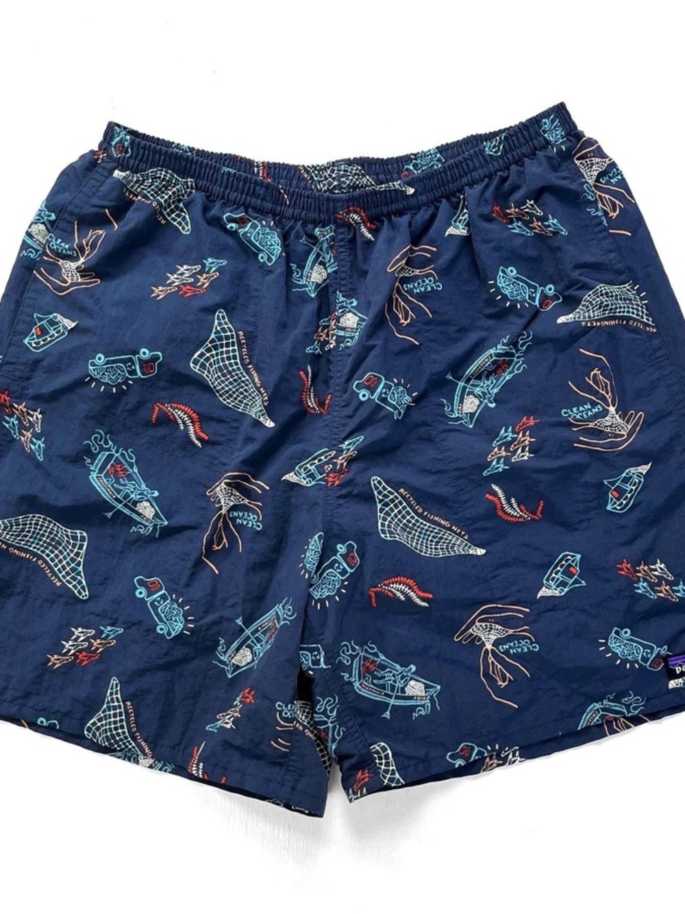 Patagonia Navy Blue Printed Swim Trunks